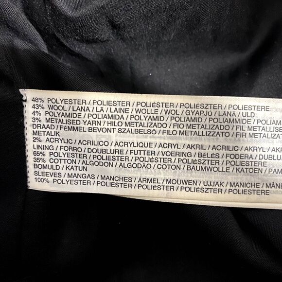 MNG Mango Casual Moto Zip Tweed Jacket Gray Metallic Silver Fringe Size Large - Picture 5 of 5